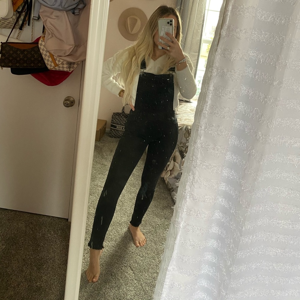 Free People Black Overalls